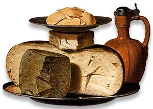 I banchetti rinascimentali di Vatel: Natura morta con formaggi, mandorle e pretzels (img-05)